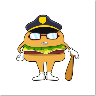 Burger as Police officer with Police hat Posters and Art